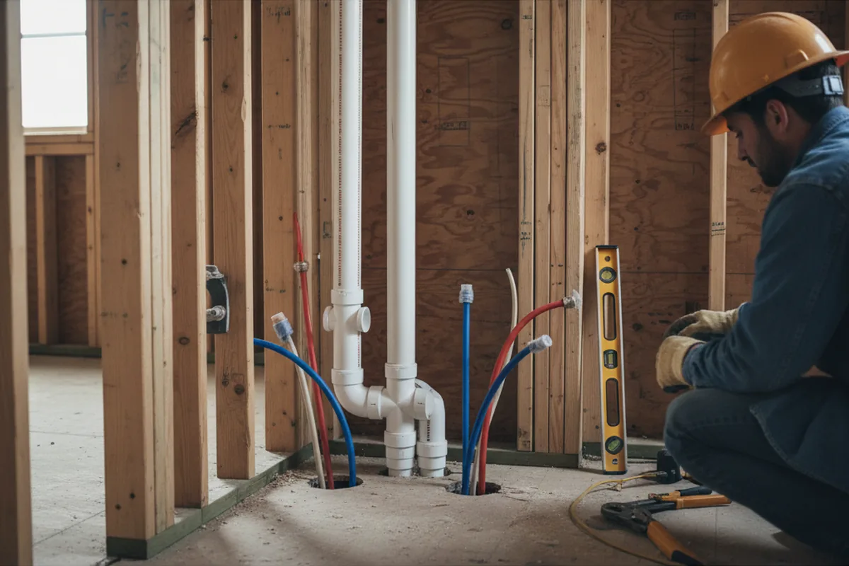 Drain and supply rough-in during Sump Pump Repair in San Simon