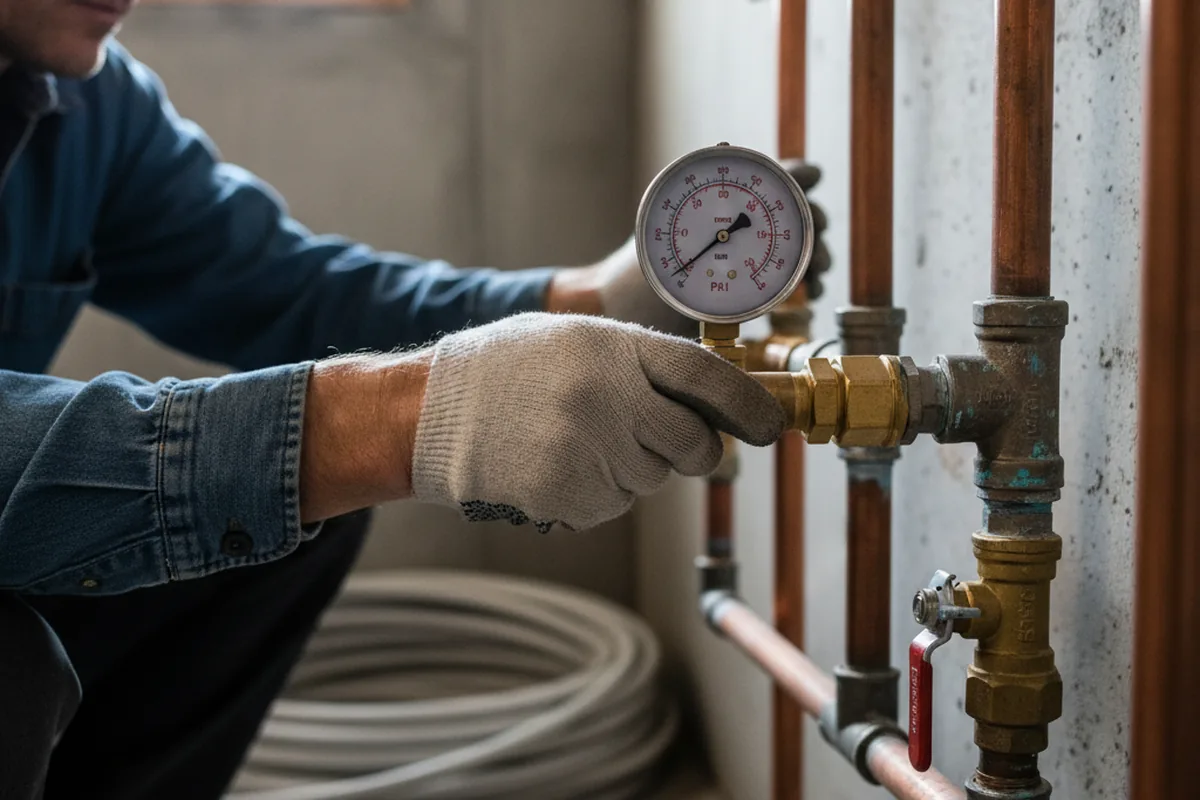 Pressure testing a repaired line during Water Line Repair in San Simon